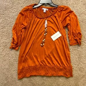 Copper blouse long sleeve with necklace